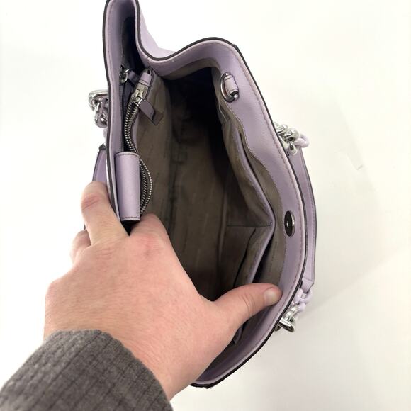 MICHAEL KORS Cynthia Convertible Satchel Purple Crossbody Dual Chain Handles - Picture 14 of 14